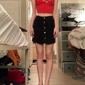 Corduroy button down black skirt
